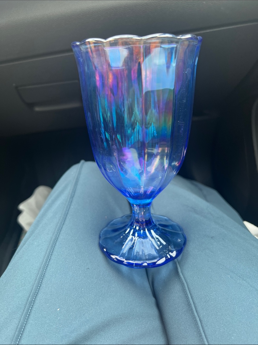 The Pioneer Woman Iridescent Blue Glass Goblet Vase